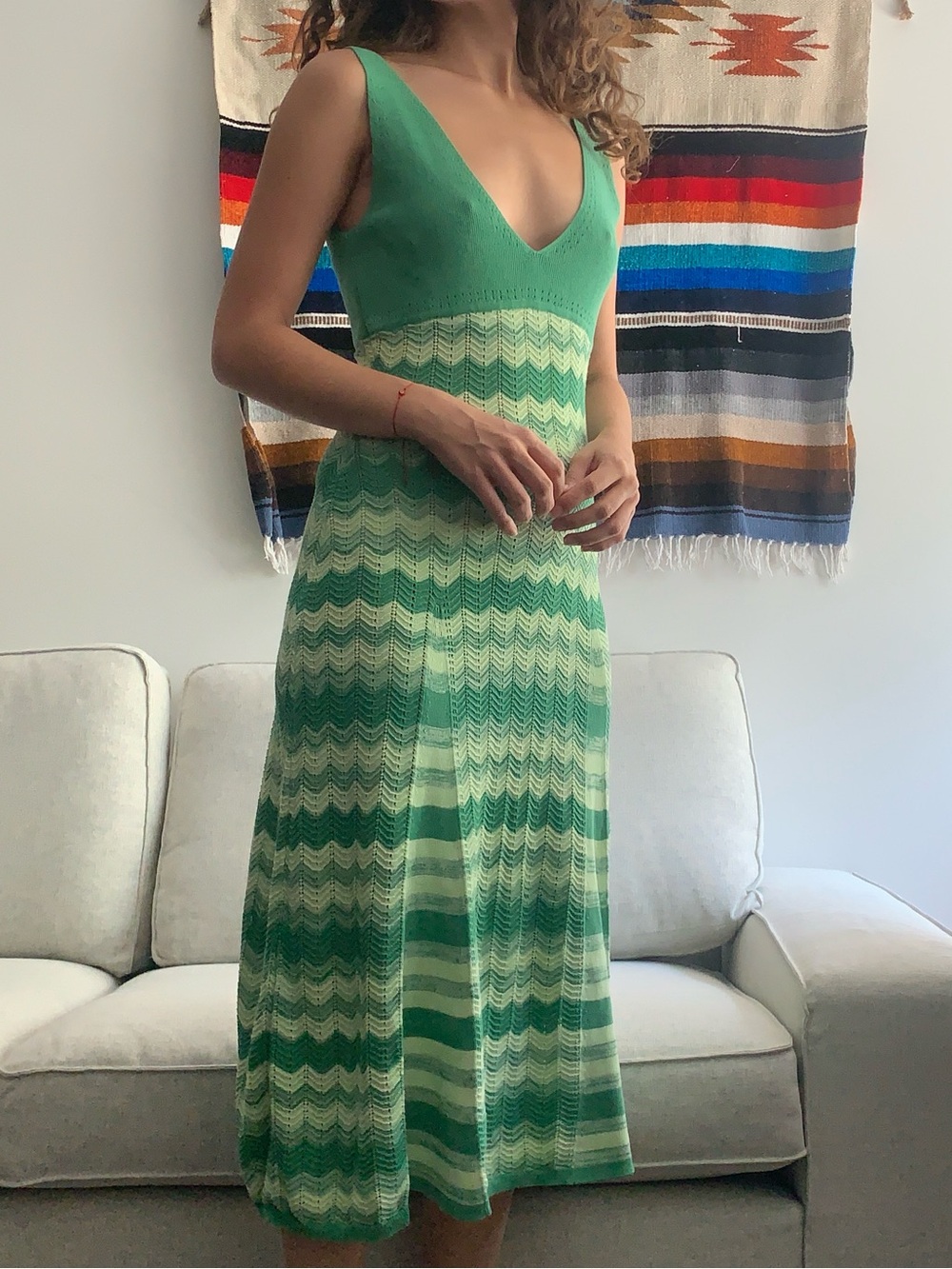 Ramy Brook Mylah Chevron Knit Midi Sweater Dress